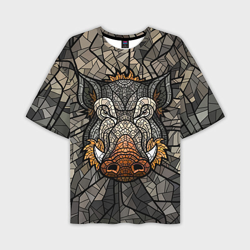 Мужская футболка оверсайз Mosaic Pig / 3D-принт – фото 1