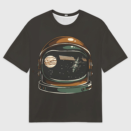 Мужская футболка оверсайз Космос в шлеме скафандра - планета и спутник / 3D-принт – фото 1