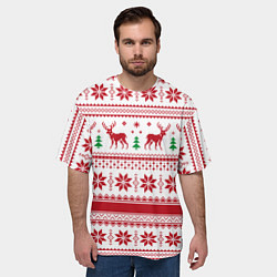 Футболка оверсайз мужская Новогодние олени, цвет: 3D-принт — фото 2