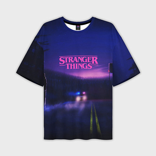 Мужская футболка оверсайз Stranger Things: Neon Road / 3D-принт – фото 1