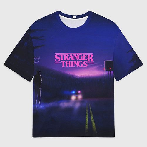 Мужская футболка оверсайз Stranger Things: Neon Road / 3D-принт – фото 1