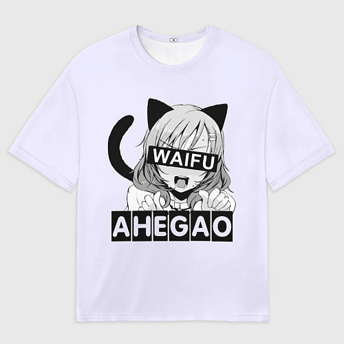 Мужская футболка оверсайз Ahegao Waifu / 3D-принт – фото 1