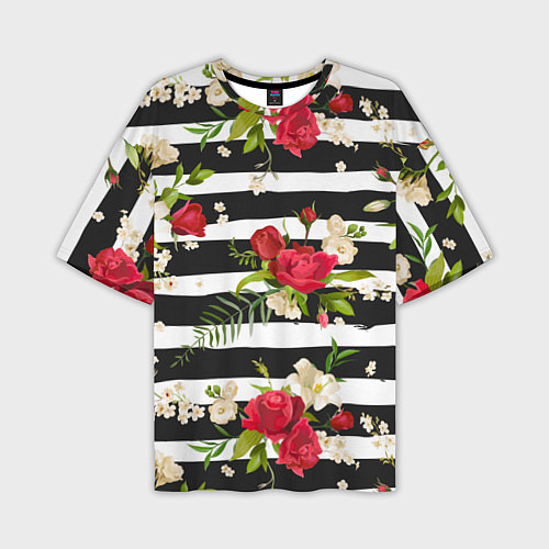 Мужская футболка оверсайз Розы и орхидеи / 3D-принт – фото 1