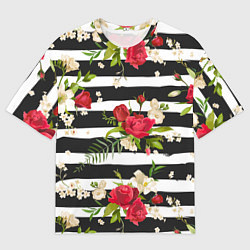 Футболка оверсайз мужская Розы и орхидеи, цвет: 3D-принт