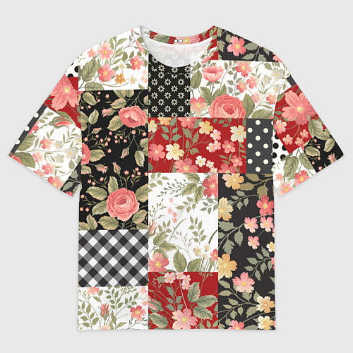 Мужская футболка оверсайз Лоскутный орнамент - пэчворк / 3D-принт – фото 1