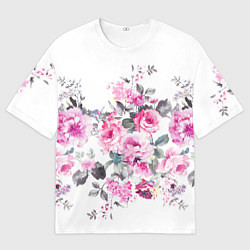 Футболка оверсайз мужская Розовые розы, цвет: 3D-принт