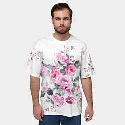 Футболка оверсайз мужская Розовые розы, цвет: 3D-принт — фото 2