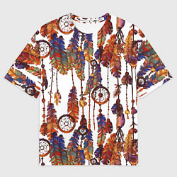 Мужская футболка оверсайз Бохо перья