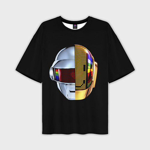Мужская футболка оверсайз Daft Punk: Smile Helmet / 3D-принт – фото 1