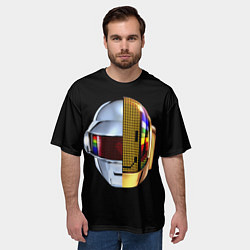 Футболка оверсайз мужская Daft Punk: Smile Helmet, цвет: 3D-принт — фото 2