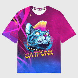 Мужская футболка оверсайз Котопанк