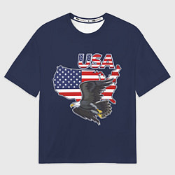 Футболка оверсайз мужская USA - flag and eagle, цвет: 3D-принт