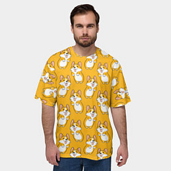 Футболка оверсайз мужская Корги паттерн, цвет: 3D-принт — фото 2