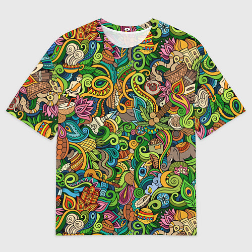 Мужская футболка оверсайз Тибетский коллаж / 3D-принт – фото 1