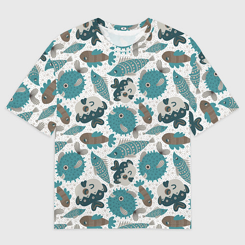 Мужская футболка оверсайз Экзотическая рыба морей / 3D-принт – фото 1