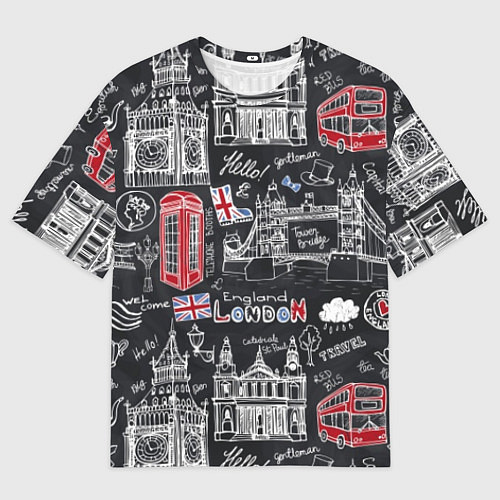 Мужская футболка оверсайз Привет Лондон / 3D-принт – фото 1