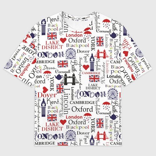 Мужская футболка оверсайз Лондон коллаж / 3D-принт – фото 1