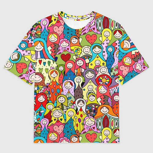 Мужская футболка оверсайз Весёлые матрешки / 3D-принт – фото 1