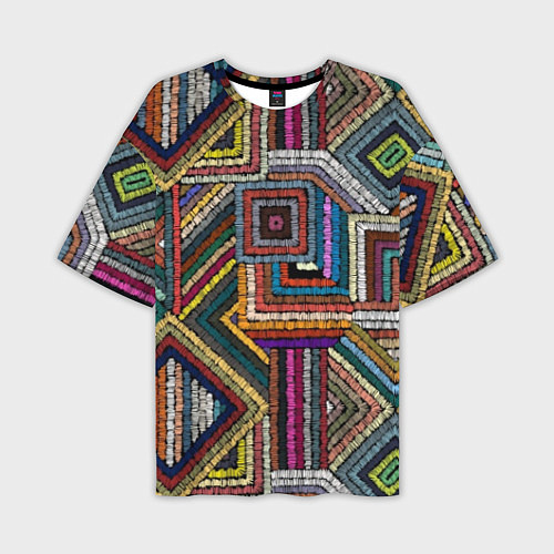 Мужская футболка оверсайз Этнический ковровый орнамент / 3D-принт – фото 1