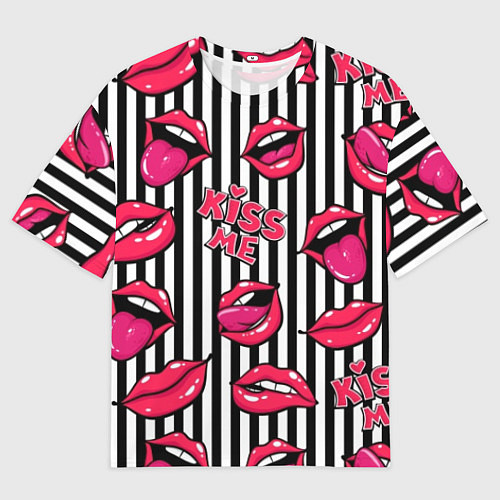 Мужская футболка оверсайз Kiss Me - pattern / 3D-принт – фото 1