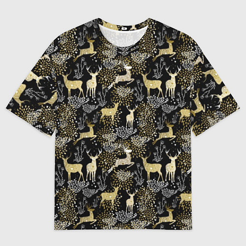Мужская футболка оверсайз Рождественские олени / 3D-принт – фото 1