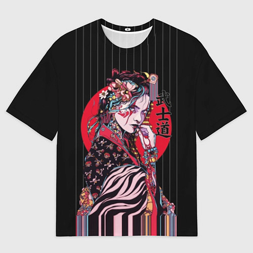 Мужская футболка оверсайз Гейша / 3D-принт – фото 1