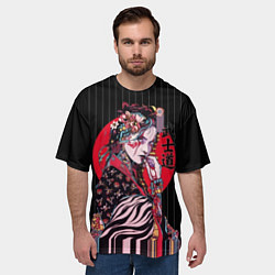 Футболка оверсайз мужская Гейша, цвет: 3D-принт — фото 2