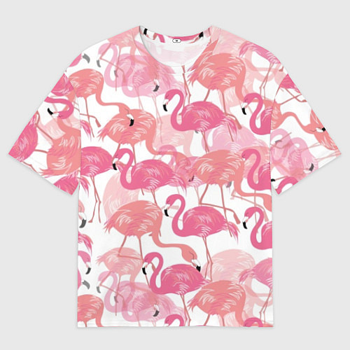 Мужская футболка оверсайз Рай фламинго / 3D-принт – фото 1