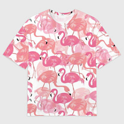 Футболка оверсайз мужская Рай фламинго, цвет: 3D-принт