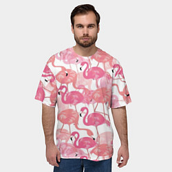 Футболка оверсайз мужская Рай фламинго, цвет: 3D-принт — фото 2