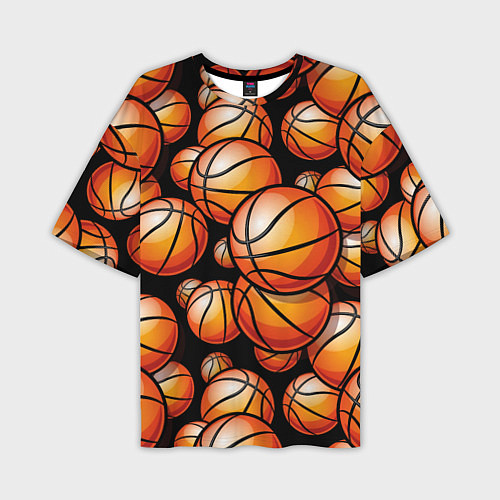 Мужская футболка оверсайз Баскетбольные яркие мячи / 3D-принт – фото 1
