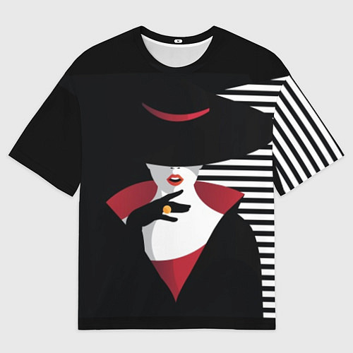 Мужская футболка оверсайз Женщина в шляпе поп-арт / 3D-принт – фото 1