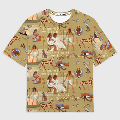 Мужская футболка оверсайз Египетские фрески / 3D-принт – фото 1