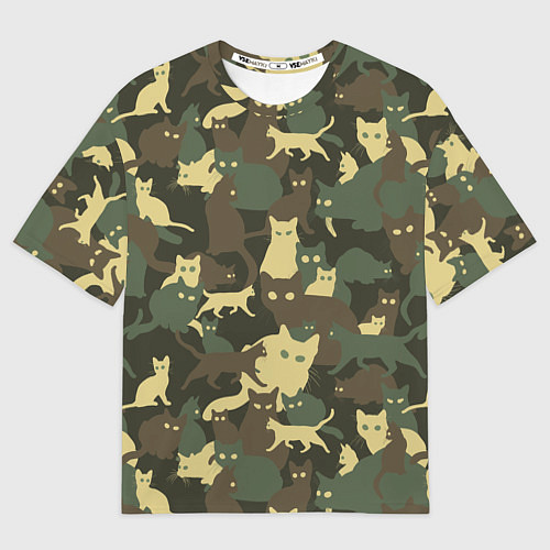 Мужская футболка оверсайз Кошачий камуфляж / 3D-принт – фото 1