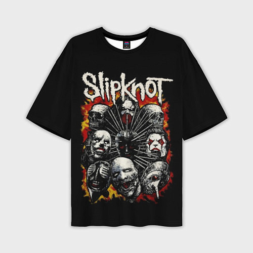 Мужская футболка оверсайз Slipknot: Faces / 3D-принт – фото 1