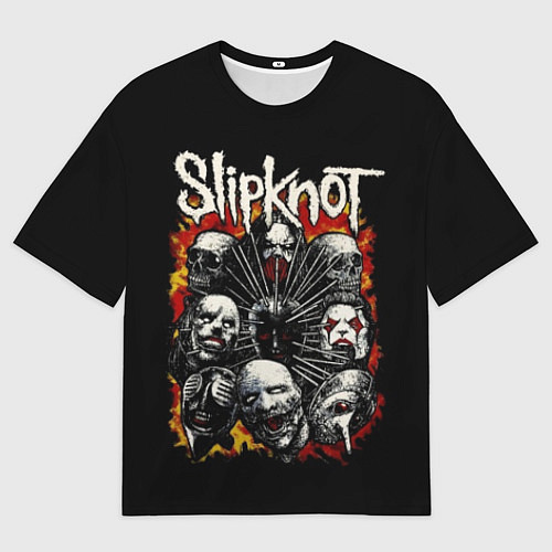Мужская футболка оверсайз Slipknot: Faces / 3D-принт – фото 1