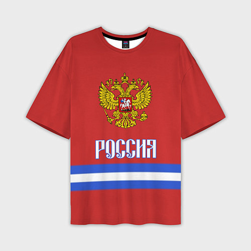 Мужская футболка оверсайз Хоккей: Россия / 3D-принт – фото 1