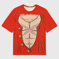 Мужская футболка оверсайз One Piece грудь Луффи со шляпой для косплея