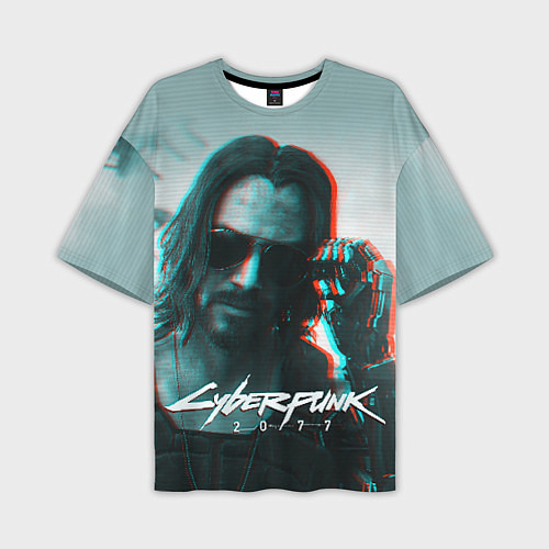 Мужская футболка оверсайз Cyberpunk 2077: Keanu Reeves / 3D-принт – фото 1