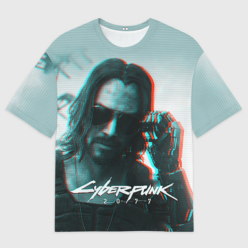Мужская футболка оверсайз Cyberpunk 2077: Keanu Reeves / 3D-принт – фото 1