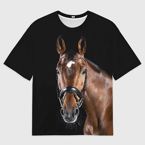 Мужская футболка оверсайз Гнедая красивая лошадь / 3D-принт – фото 1