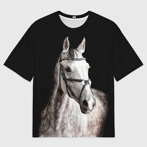 Мужская футболка оверсайз Серный в яблоках конь / 3D-принт – фото 1