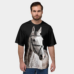 Футболка оверсайз мужская Серный в яблоках конь, цвет: 3D-принт — фото 2