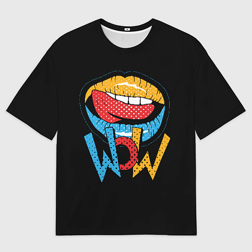 Мужская футболка оверсайз Wow - lips with tongue / 3D-принт – фото 1