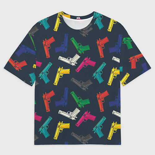 Мужская футболка оверсайз Разноцветные пистолеты / 3D-принт – фото 1