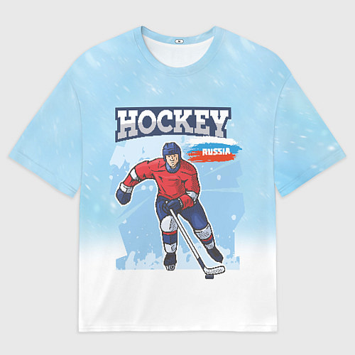 Мужская футболка оверсайз Хоккей Russia / 3D-принт – фото 1