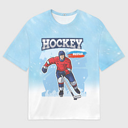 Мужская футболка оверсайз Хоккей Russia