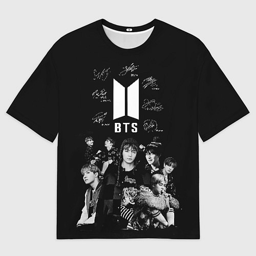 Мужская футболка оверсайз BTS плакат с автографами / 3D-принт – фото 1