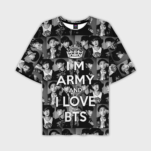 Мужская футболка оверсайз I am army and I lover BTS / 3D-принт – фото 1