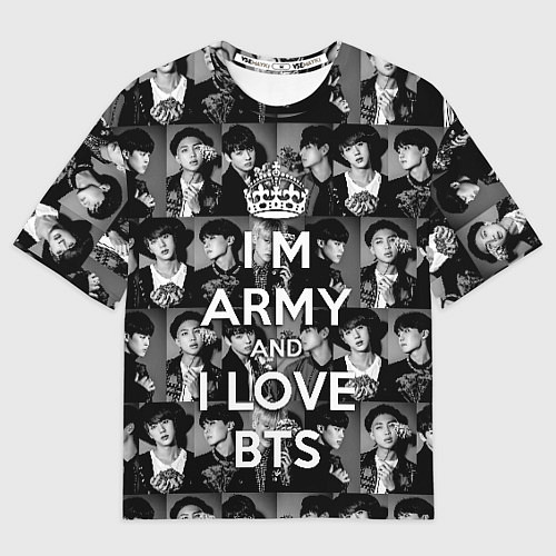 Мужская футболка оверсайз I am army and I lover BTS / 3D-принт – фото 1